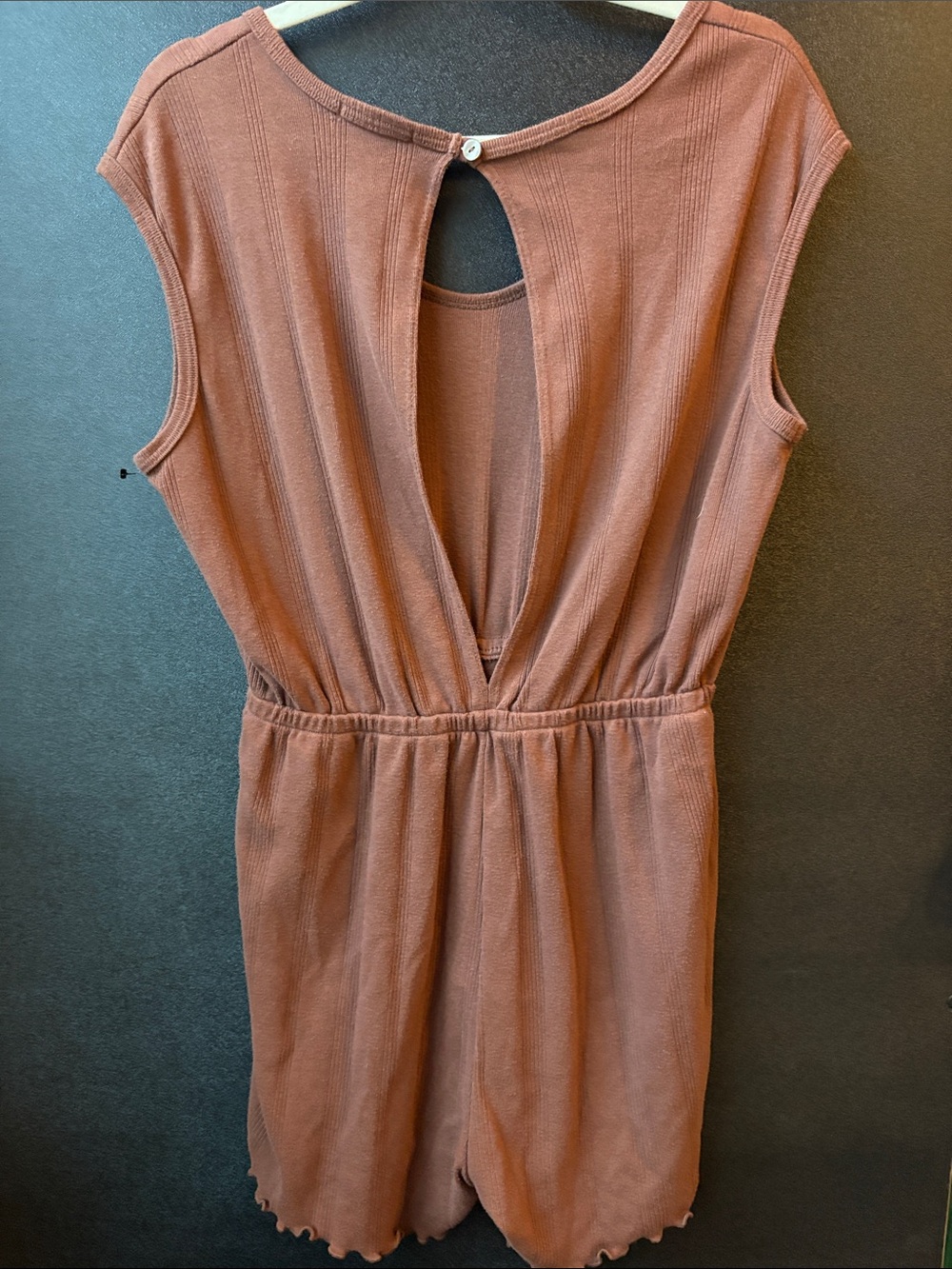 bohme Rust Brown Ribbed Drawstring Romper - Picture 4 of 4